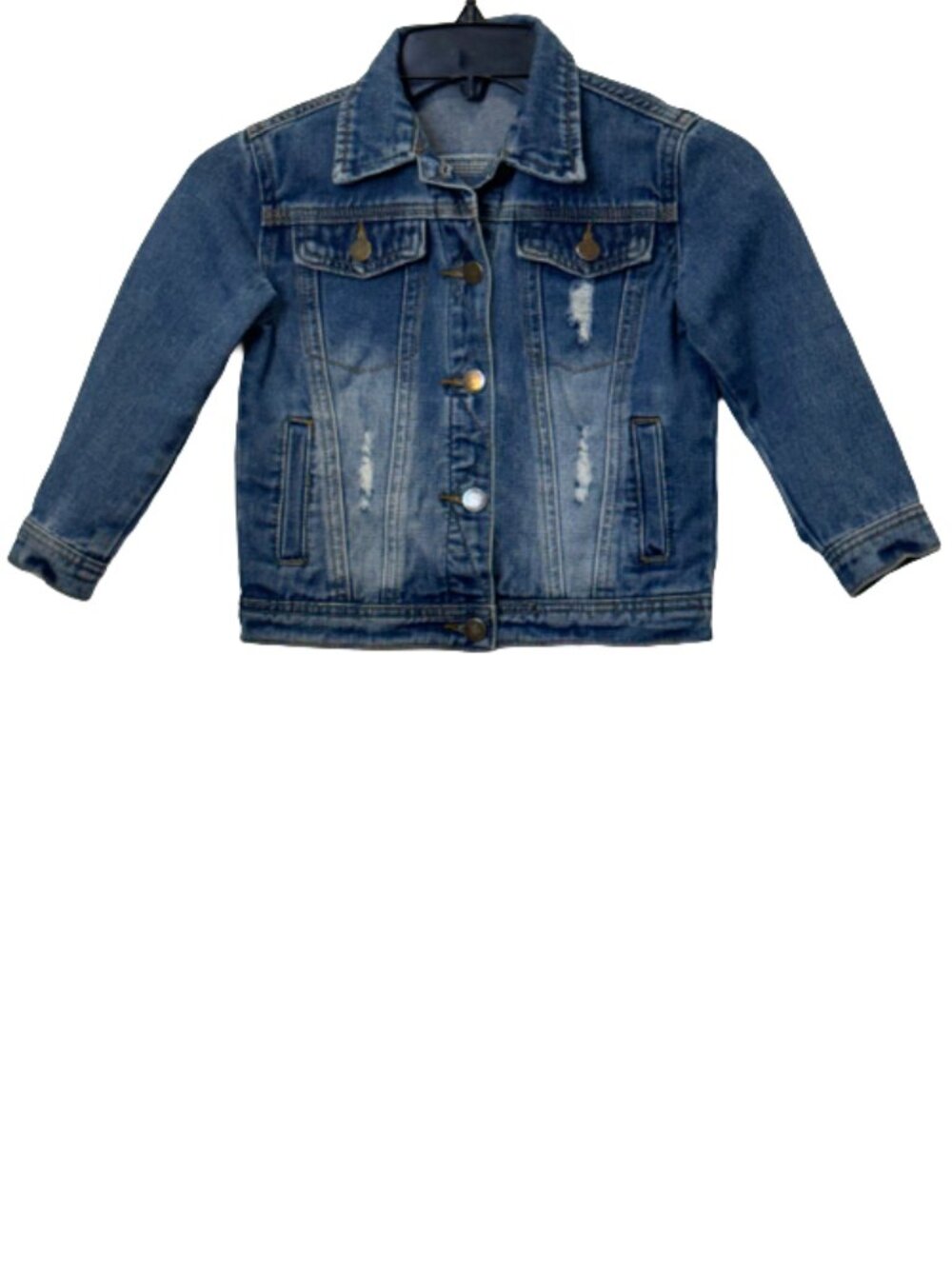 SHEIN Kids Blue Distressed Denim Jacket Size 120 (US 6–7)